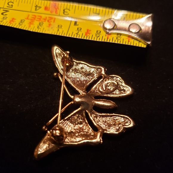 Vintage Liz Claiborne  Butterfly Pin Brooch w/ Rhinestones & Enamel - Picture 5 of 6